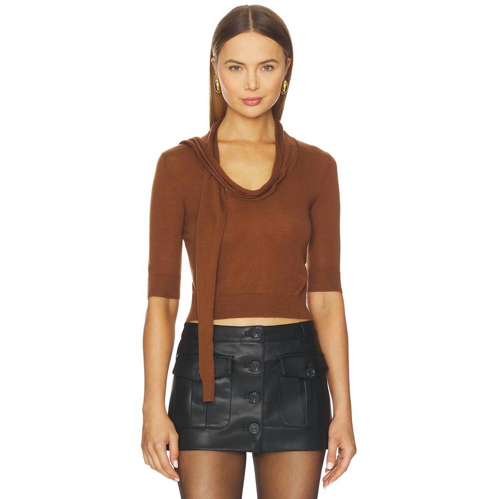 NEW THE GARMENT bergen scarf knit sweater in cinnamon